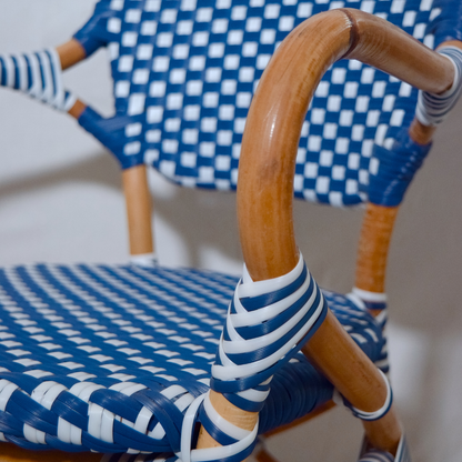 Silla Bistro Azul - detalle brazos y tejido