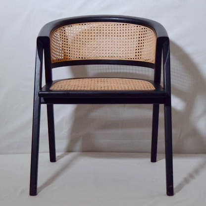 Silla Comedor Teka Negro Rattan - vista frontal