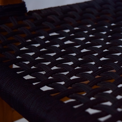 Silla Teka Rope Náutico Negro - detalle tejido asiento macro
